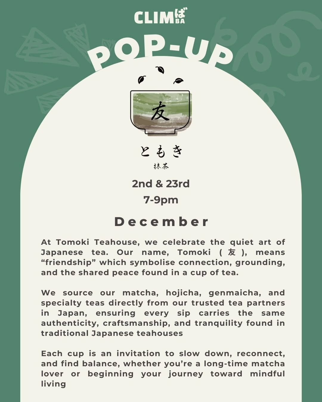 Tomoki Matcha Pop-up