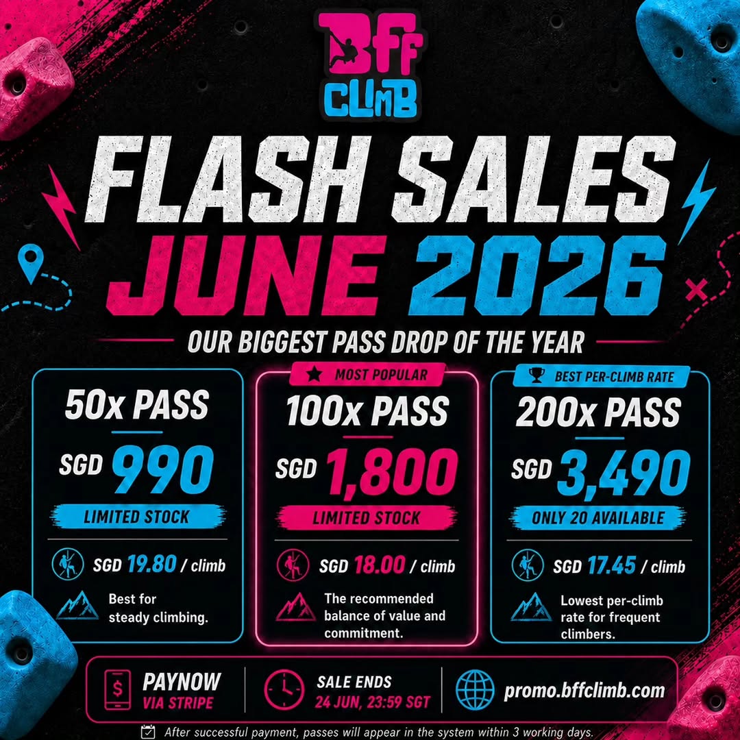 BFF Climb Flash Sale is LIVE 

Our biggest pass drop of the year is here. Stock up on climbing for t