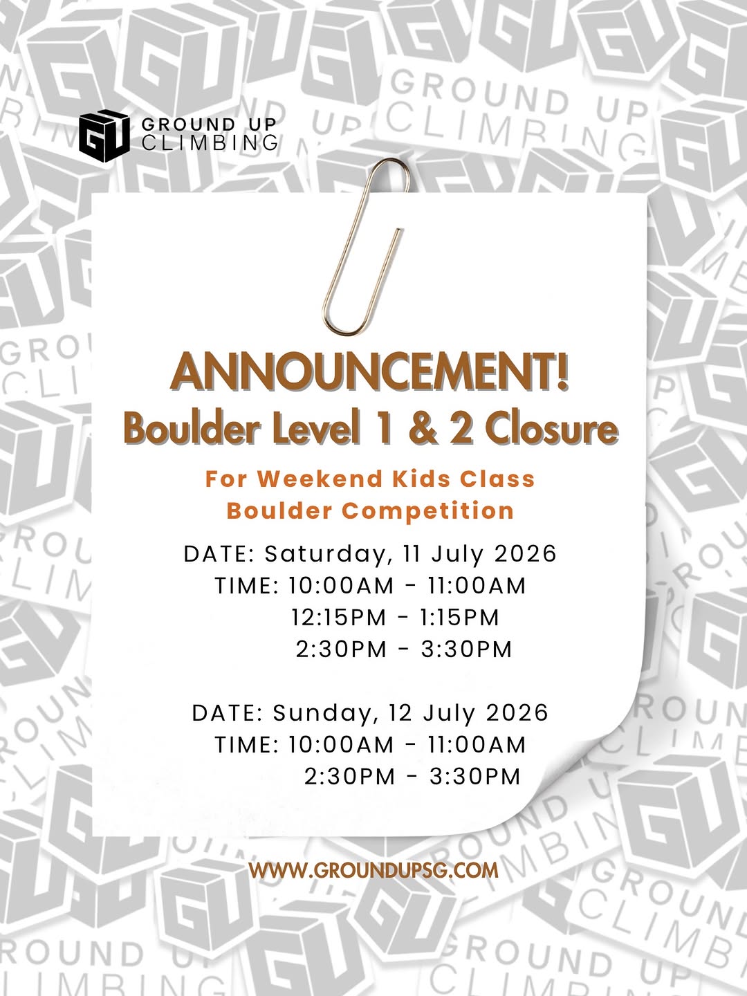 Weekend Kids Class Boulder Competition