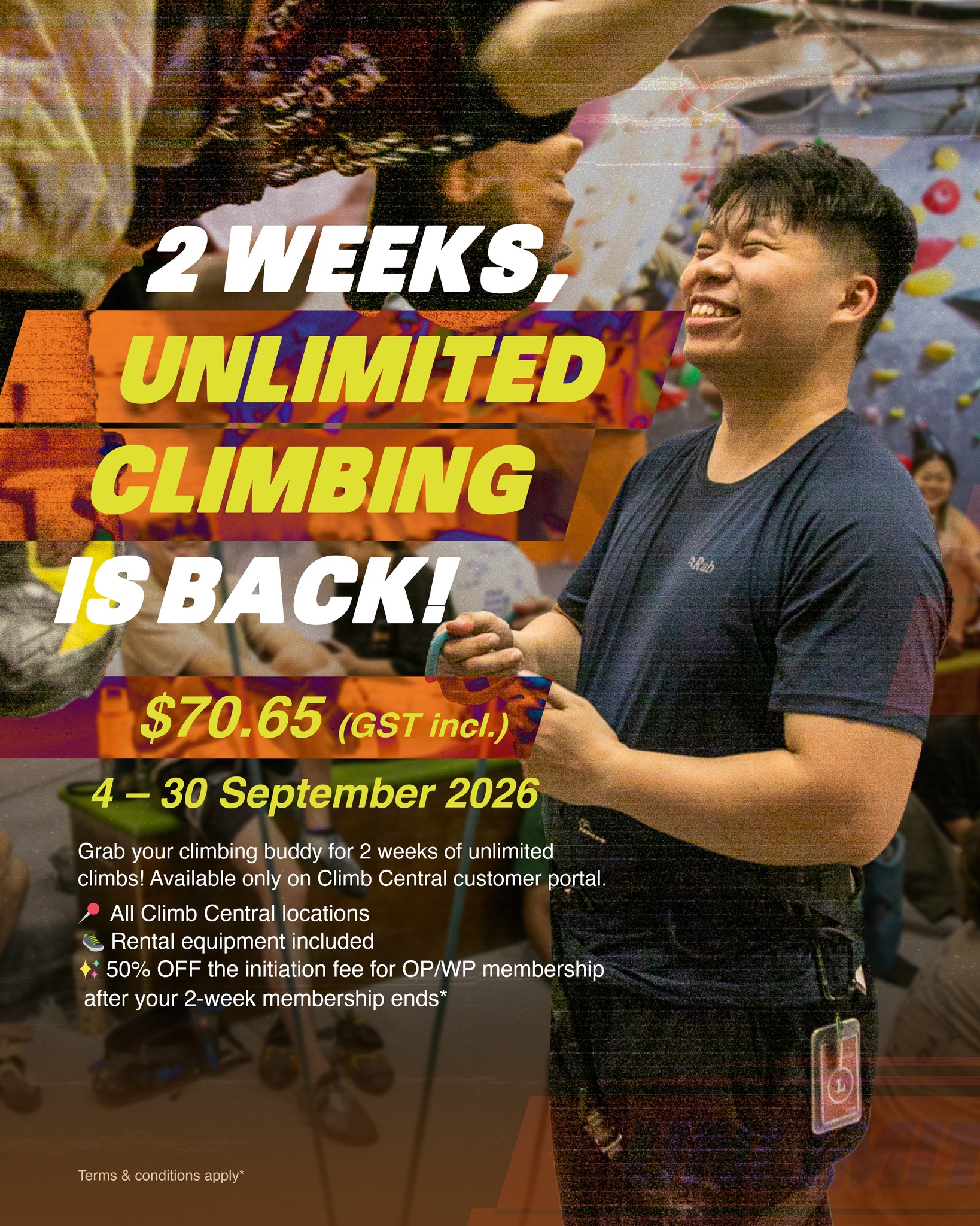๐ 2 Weeks of Unlimited Climbing
Grab your climbing buddy for 2 weeks of unlimited climbing at Cli